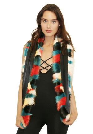 Bear Scarf 'Lost in the City' Faux Fur Scarf Tribeca Red-Faux Addict